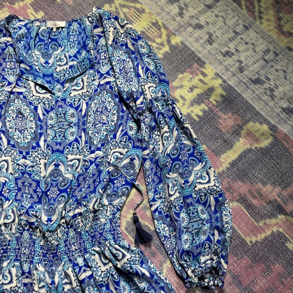 Parker Women's Maeve Mini Dress Drop Waist Long Sleeves In Glacius Brocatto - Picture 9 of 16